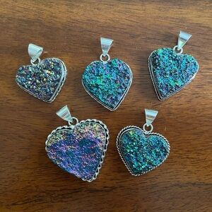 Rainbow Druzy Heart Shape Gemstone Pendant
